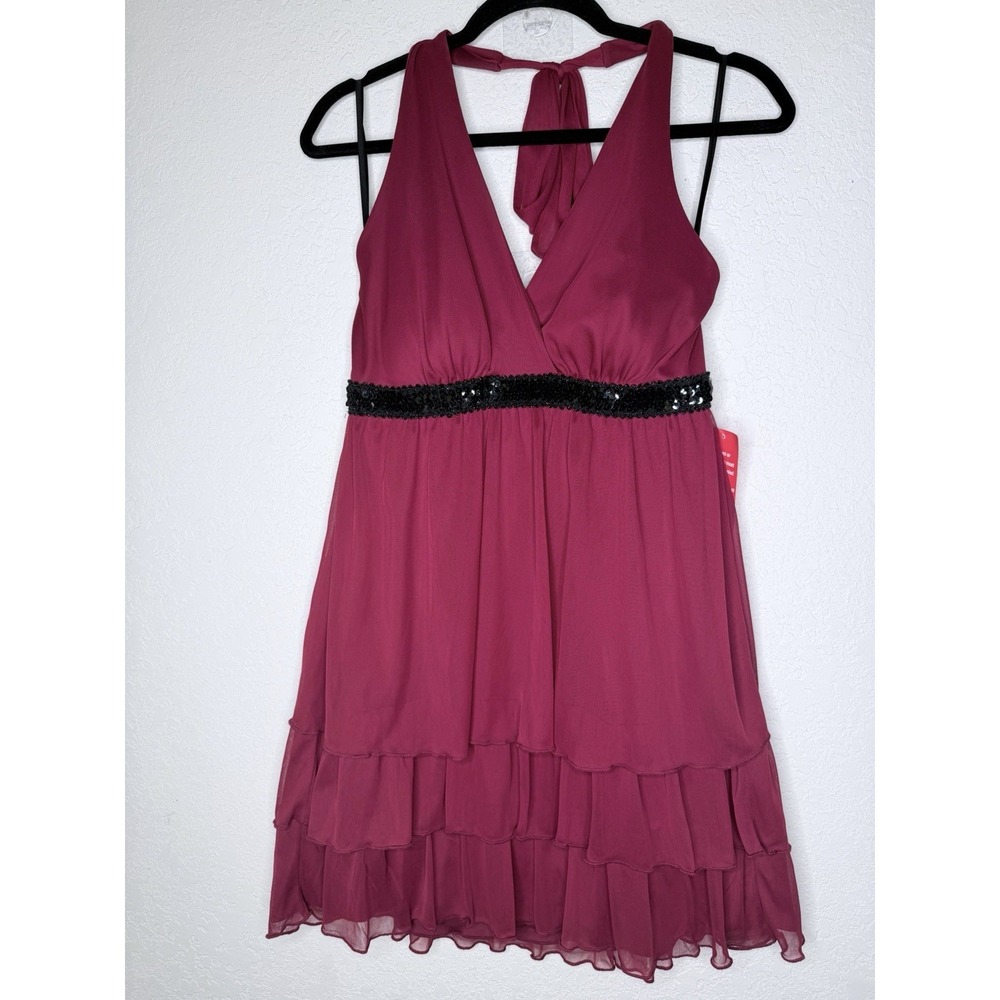 Womens Babydoll Halter Mini Dress L Sheer Ruffled‎ Crochet Lace Whimsygoth Party